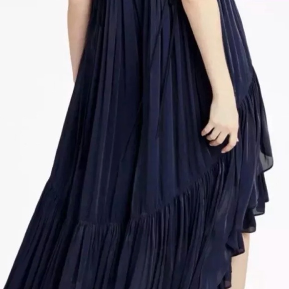 CINQ A SEPT Soliel navy blue dress size 6 ruffle trapeze midi sleeveless  tiered